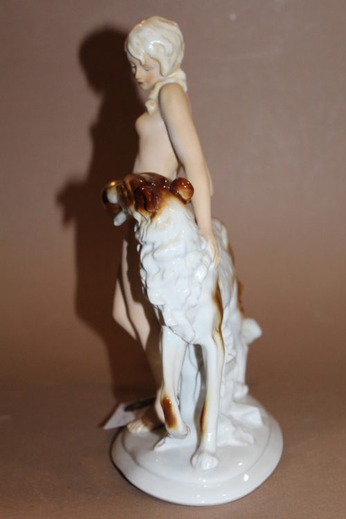 Figurka kobieta z psem Fasold & Stauch Wallendorf