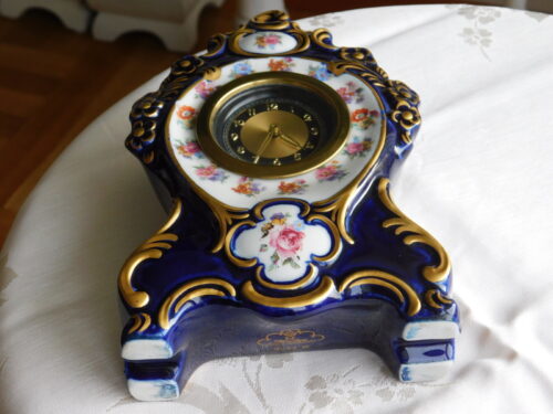 Zegar kominkowy  z porcelany Kobalt Dresden