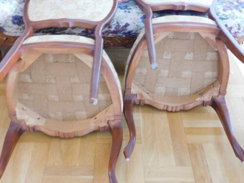 Krzesła styl Gustawianski ze złotą/zolta tapicerka